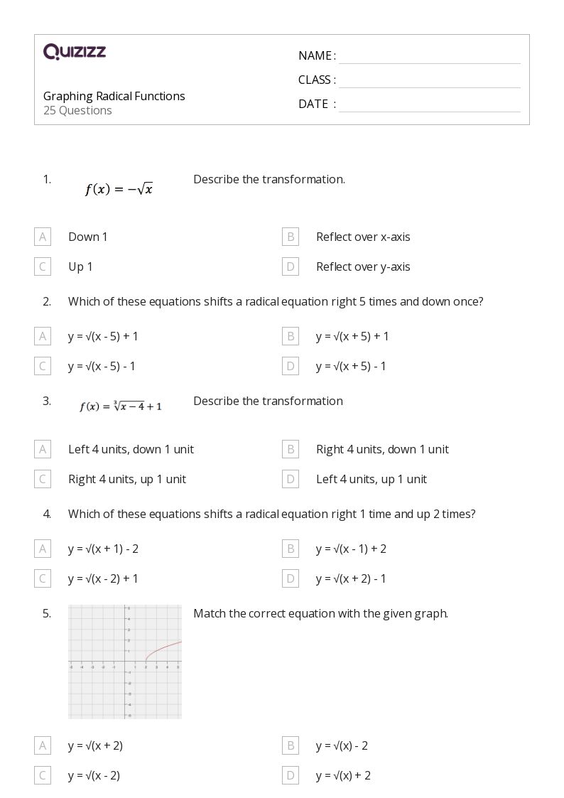 50+ radical equations and functions worksheets for 8th Year on Quizizz Free & Printable