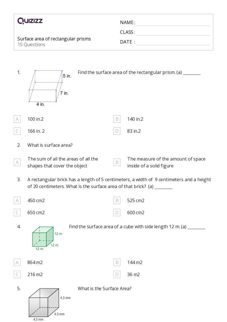 50+ Rectangular Prisms worksheets for 4th Class on Quizizz | Free