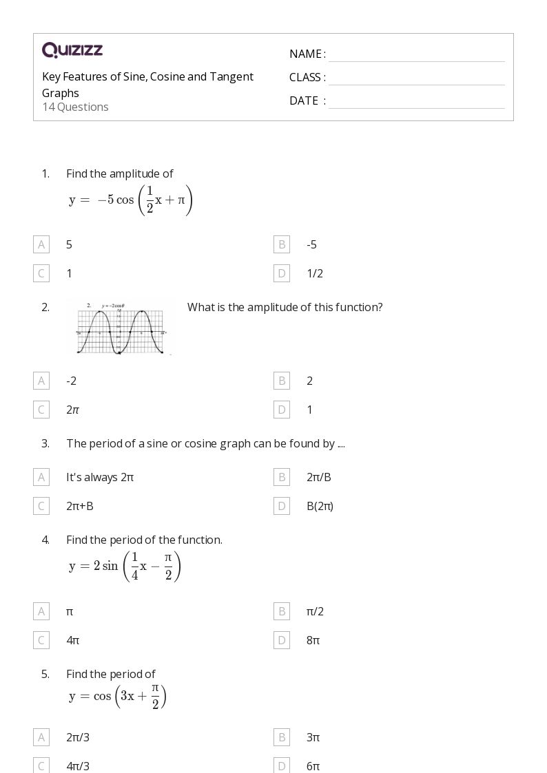 50+ graph sine functions worksheets for 10th Grade on Quizizz Free & Printable
