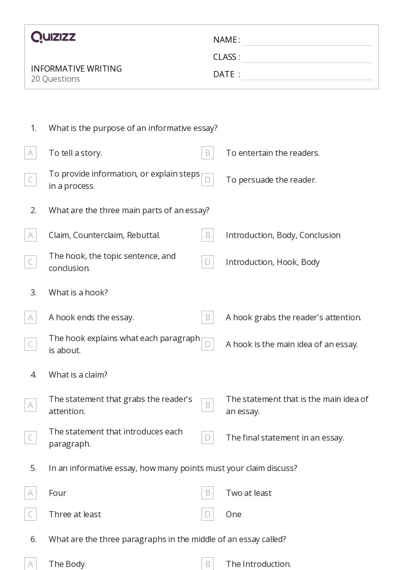 50+ Writing worksheets for 10th Grade on Quizizz Free & Printable