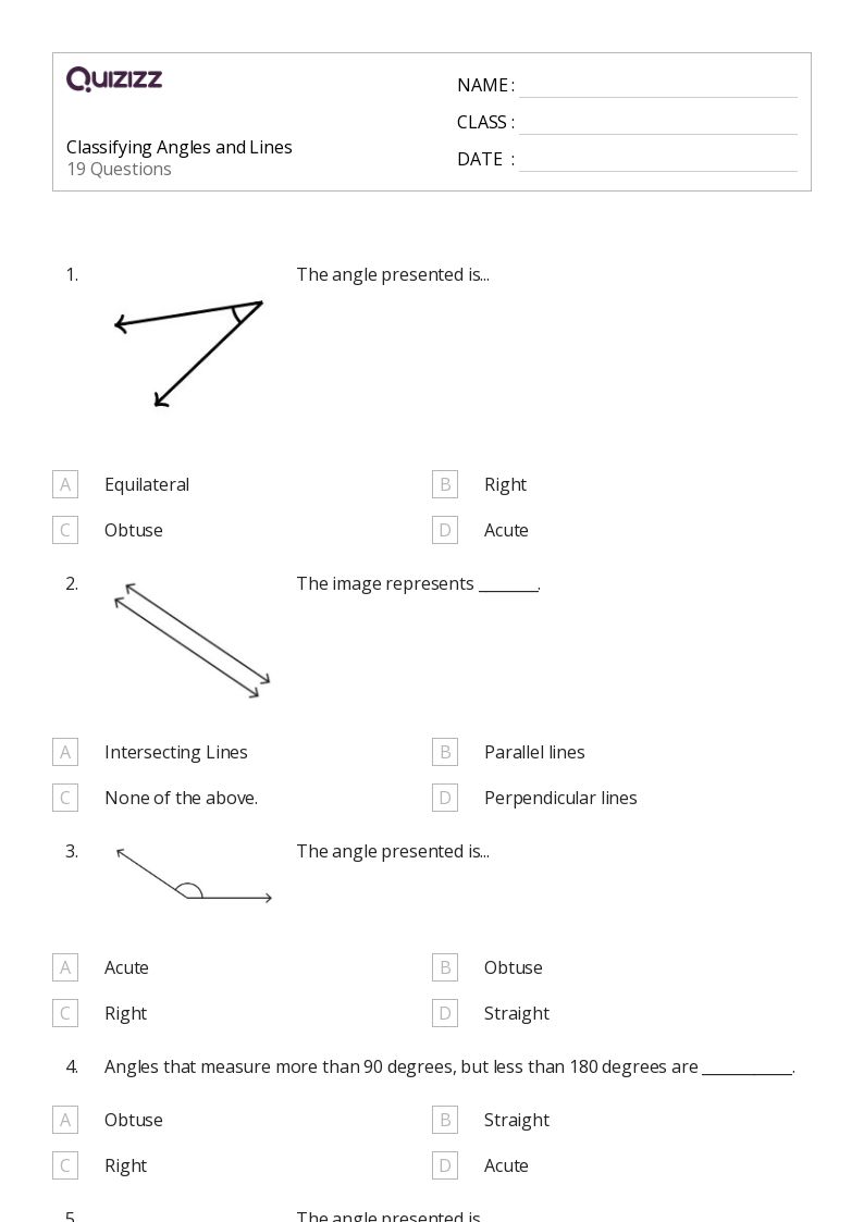 50+ Classifying Angles worksheets for 5th Class on Quizizz | Free