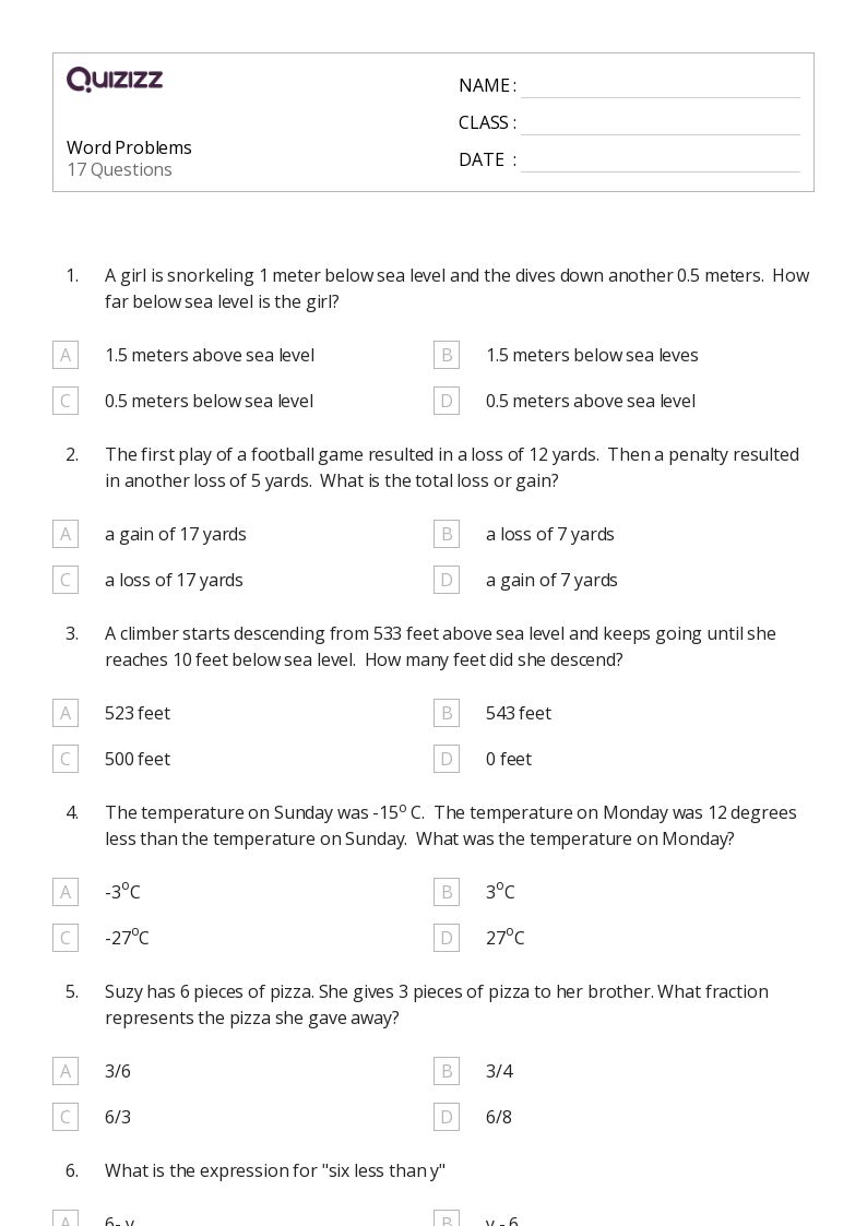 50+ Mixed Operation Word Problems worksheets for 7th Grade on Quizizz