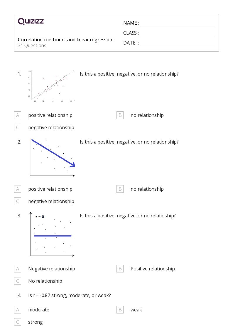 50+ correlation and coefficients worksheets for 10th Year on Quizizz Free & Printable