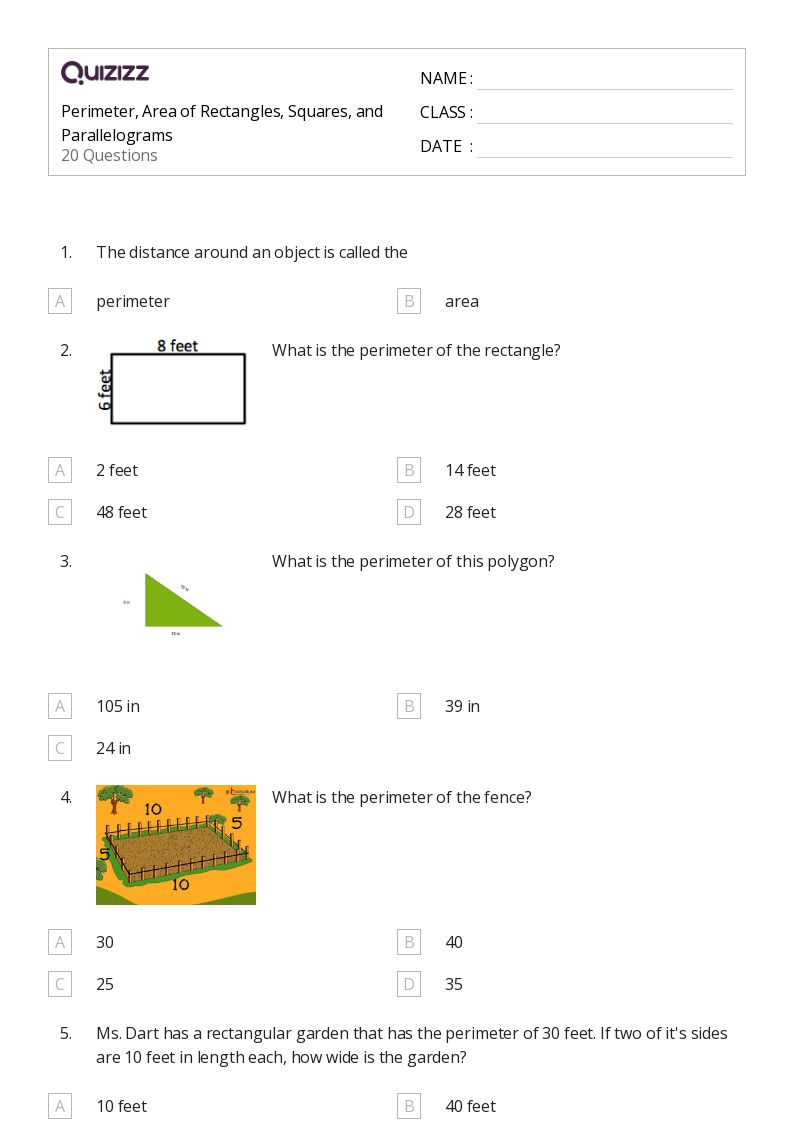 50+ Area of a Rectangle worksheets on Quizizz Free & Printable