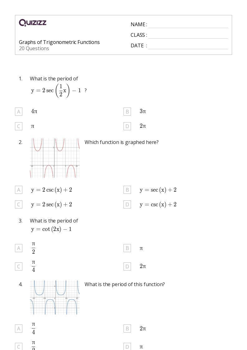 50+ derivatives of trigonometric functions worksheets for 11th Grade on