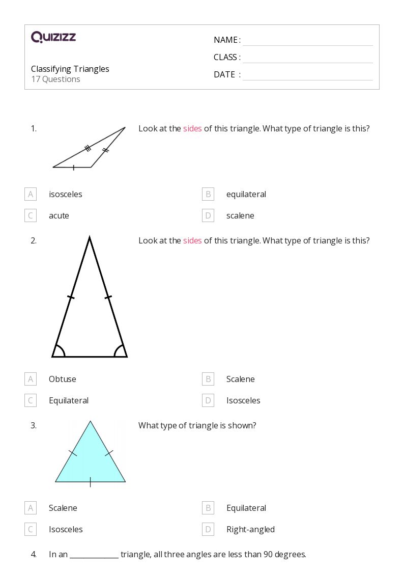 50+ Classifying Triangles worksheets for 4th Grade on Quizizz Free & Printable