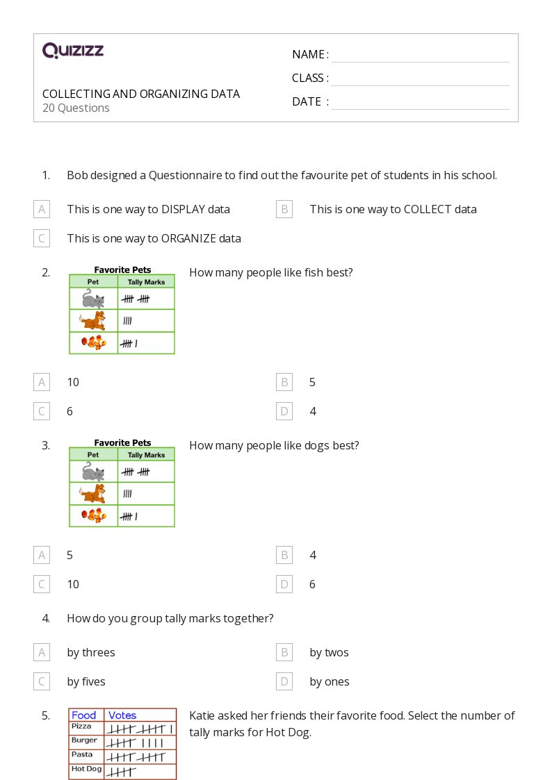 50+ Organizing Data worksheets on Quizizz Free & Printable