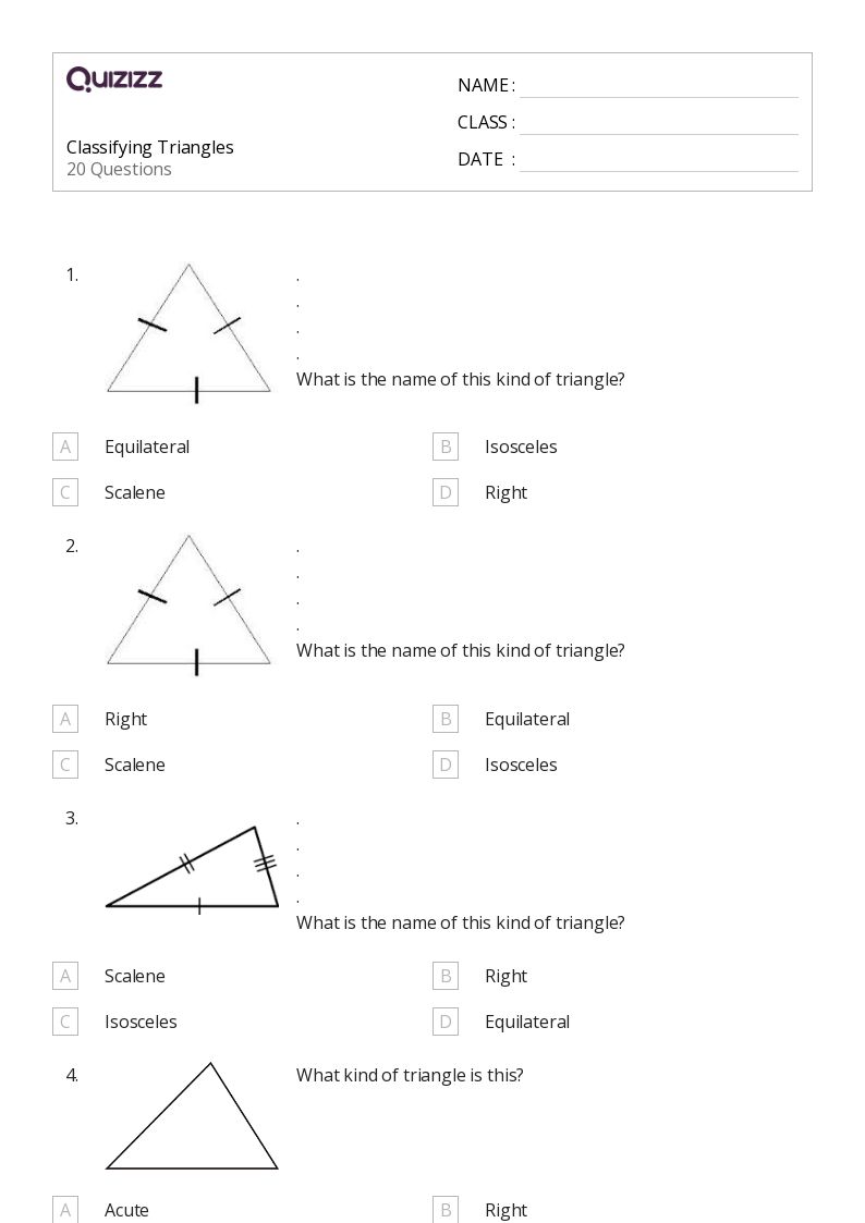 50+ Classifying Triangles worksheets on Quizizz Free & Printable
