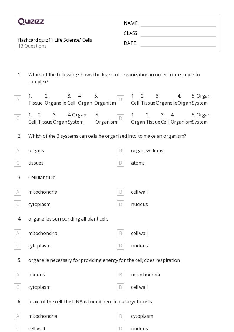 50+ Life Science worksheets for 7th Grade on Quizizz Free & Printable