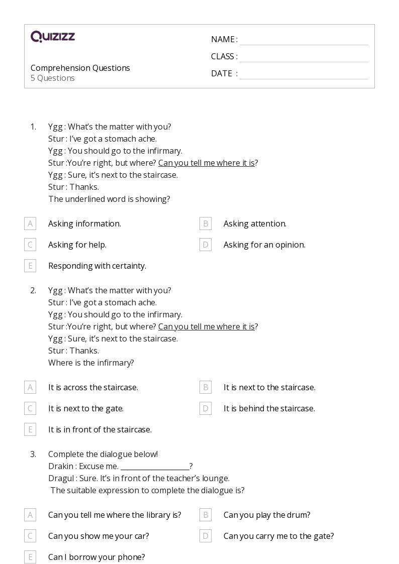 50+ Comprehension Questions worksheets for 7th Class on Quizizz Free