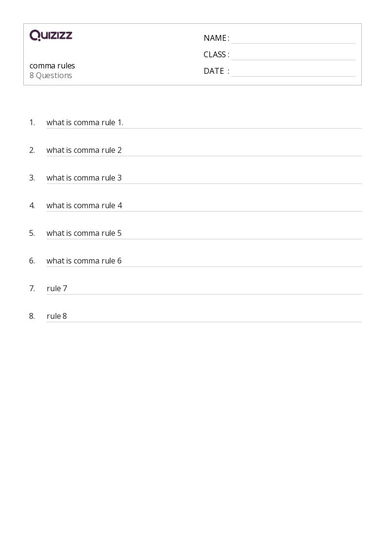 Printable Commas After an Introductory Phrase Worksheets for Kindergarten Quizizz