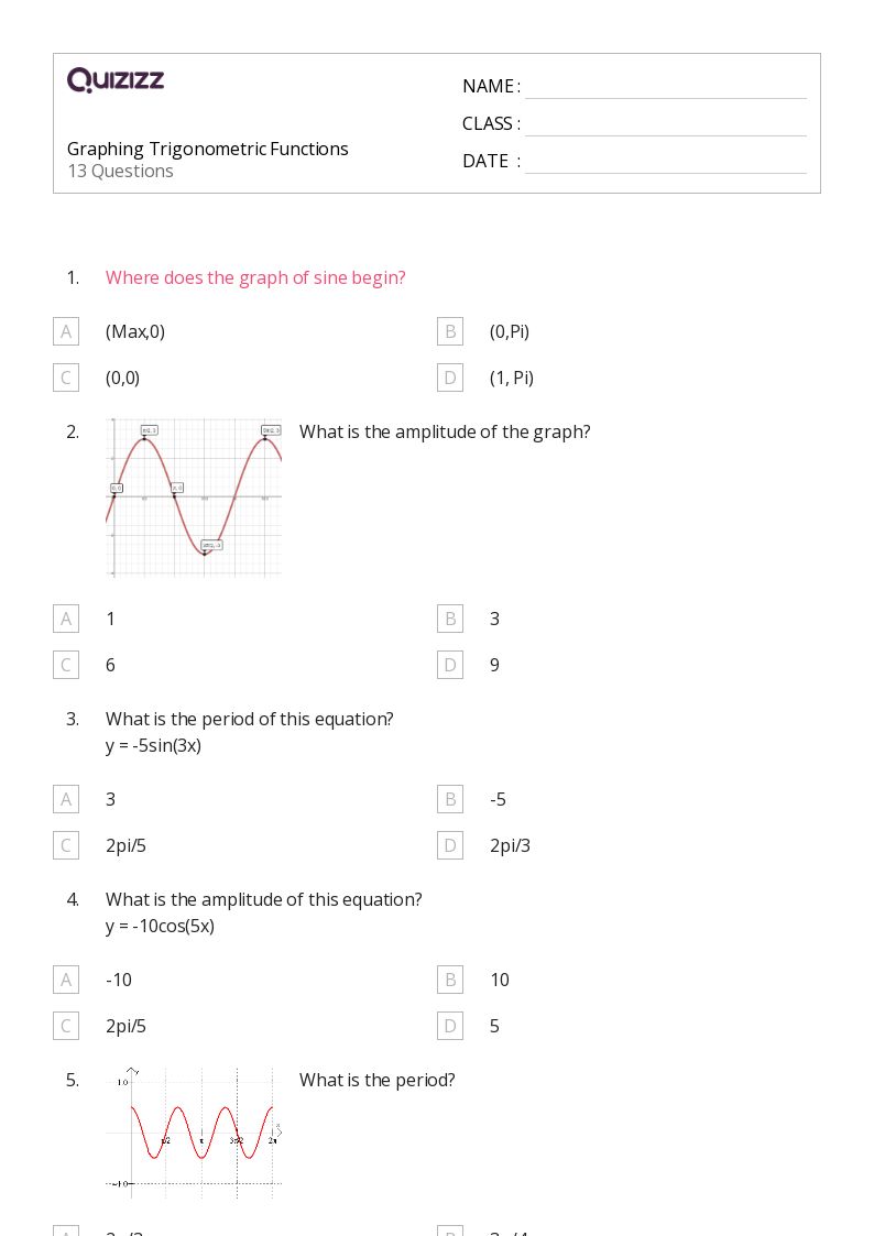 50+ graph sine functions worksheets on Quizizz Free & Printable