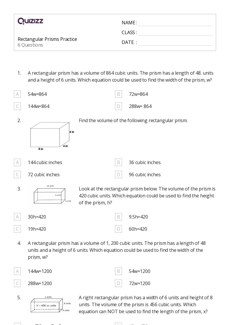 50+ Rectangular Prisms worksheets for Kindergarten on Quizizz Free