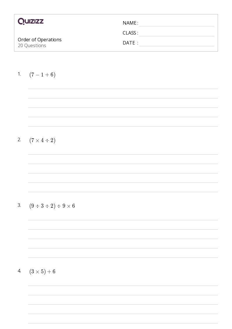 50+ Order of Operations worksheets for 6th Grade on Quizizz Free
