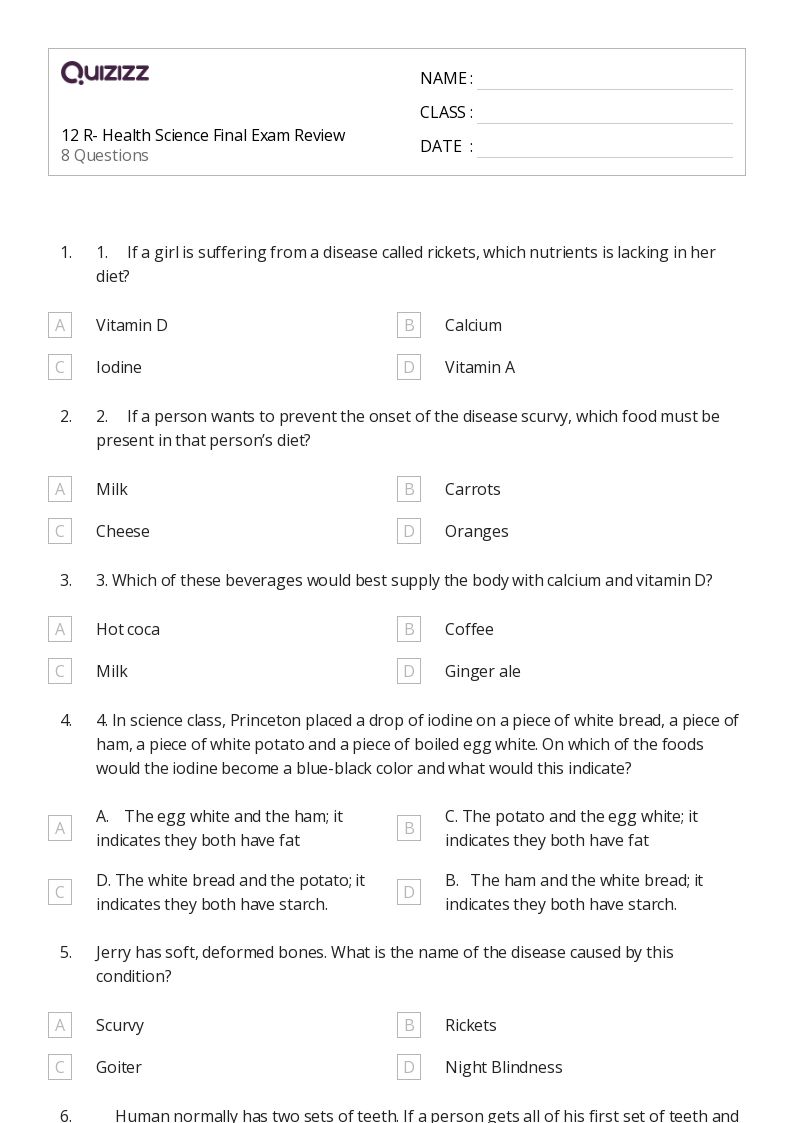 50+ Health Science worksheets for 7th Grade on Quizizz Free & Printable