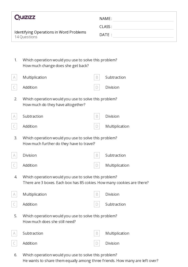 50+ Mixed Operation Word Problems worksheets for 4th Grade on Quizizz