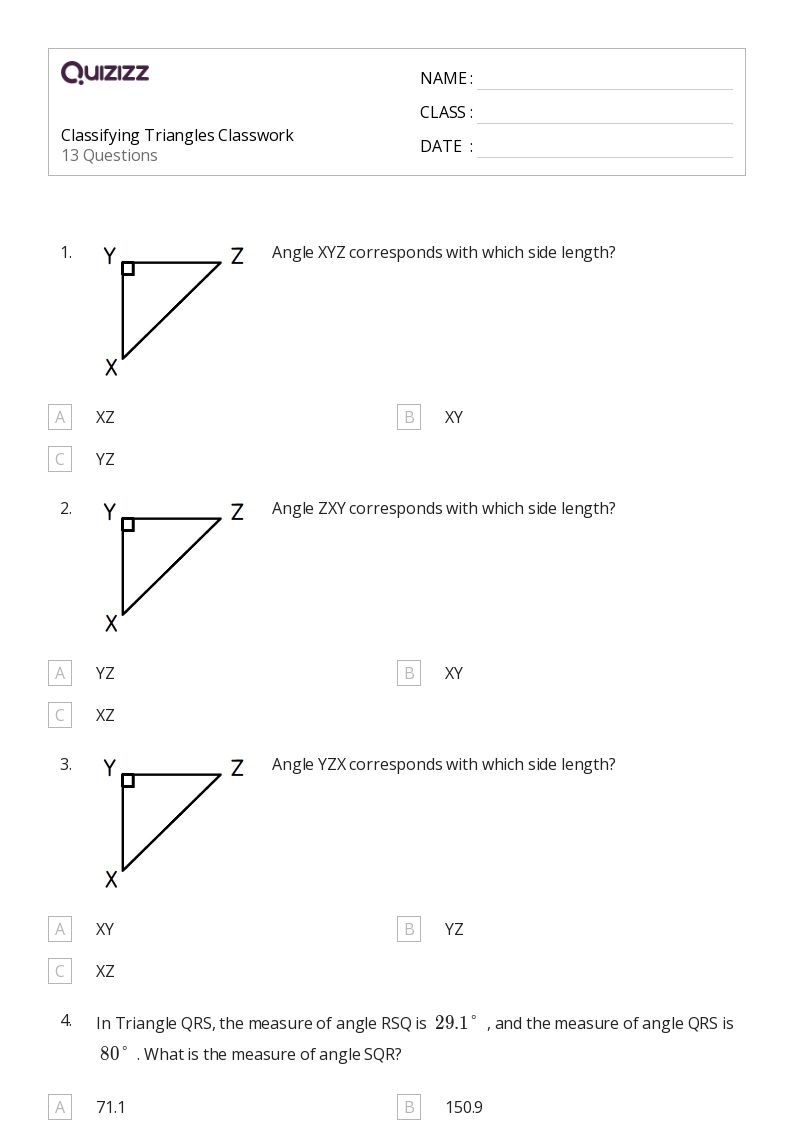 50+ Classifying Triangles worksheets on Quizizz Free & Printable