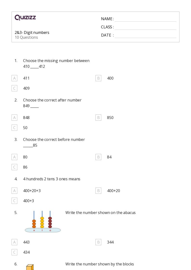 50+ MultiDigit Numbers worksheets for 2nd Class on Quizizz Free & Printable
