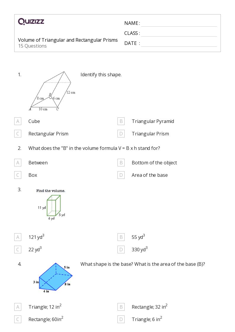 50+ Rectangular Prisms worksheets for 7th Grade on Quizizz | Free