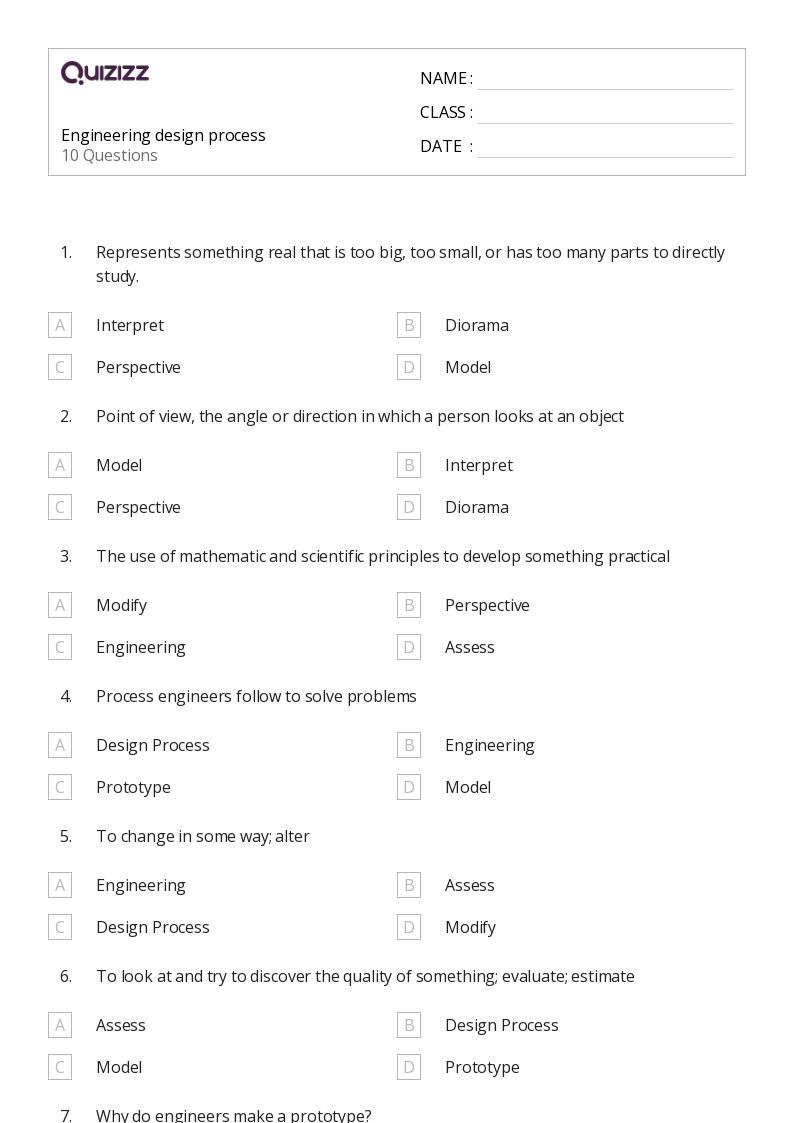 50+ Engineering Design worksheets for 5th Grade on Quizizz Free