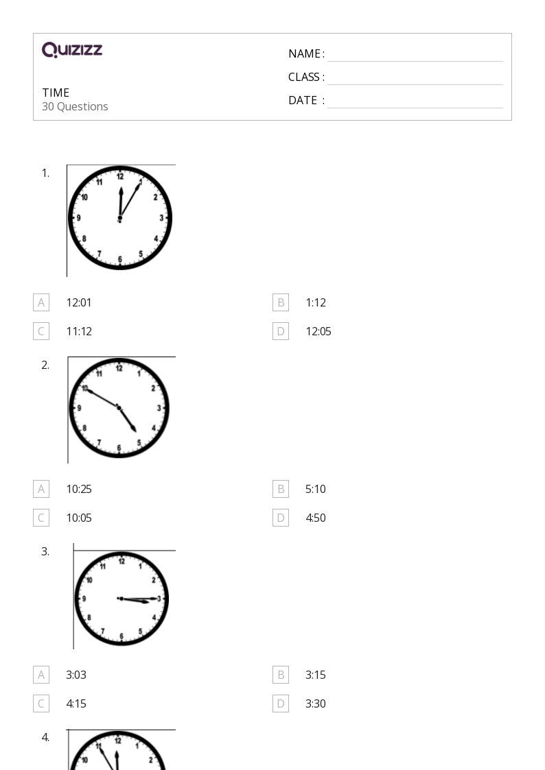 50+ Time to the Quarter Hour worksheets for Kindergarten on Quizizz