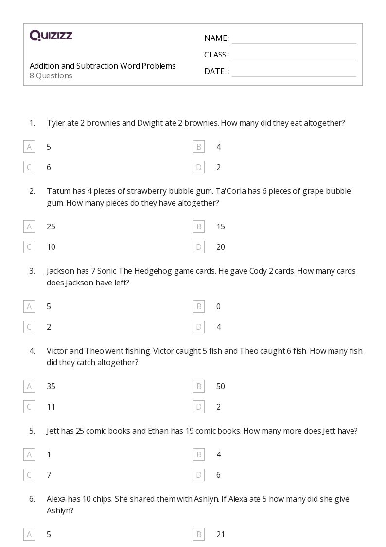 50+ Subtraction Word Problems worksheets for 2nd Grade on Quizizz