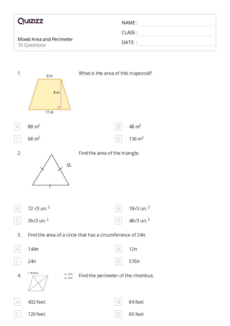50+ area and perimeter worksheets for 10th Class on Quizizz Free