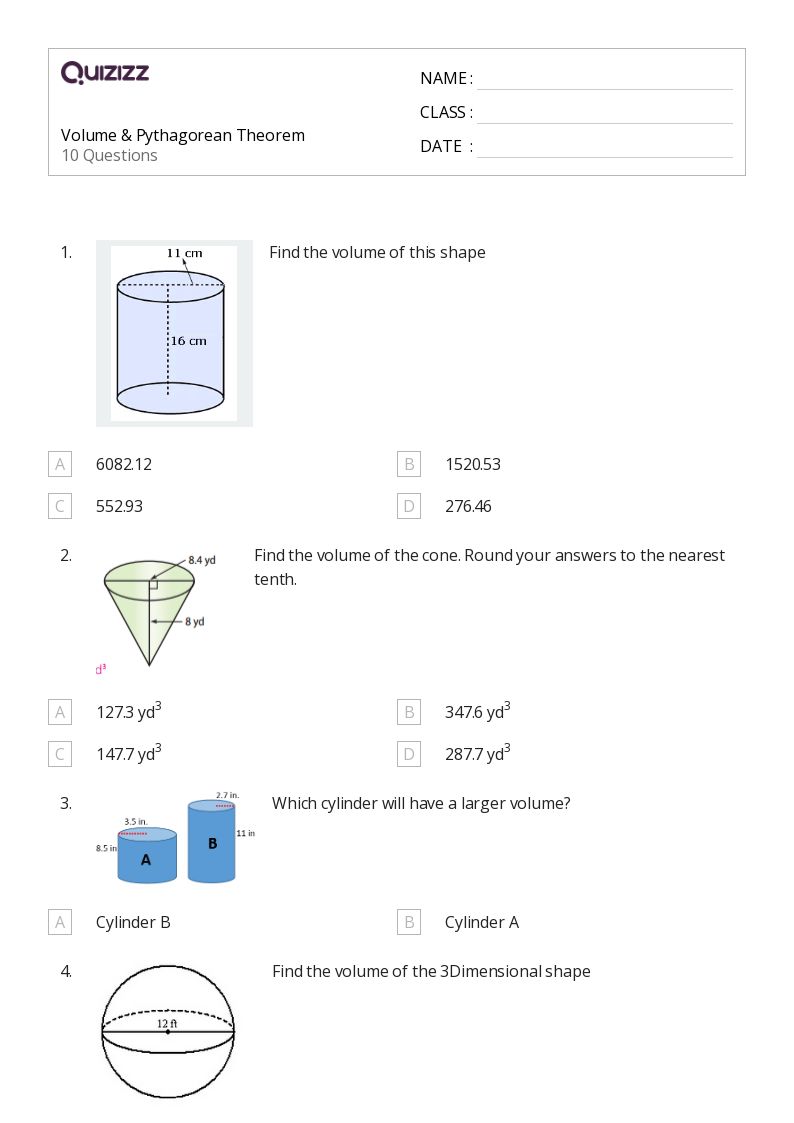 50+ Volume worksheets for 8th Grade on Quizizz | Free & Printable