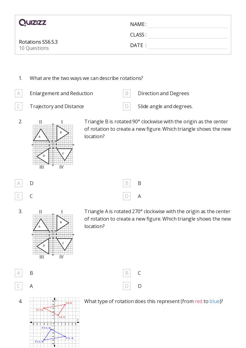 50+ Rotations worksheets for 6th Class on Quizizz | Free & Printable