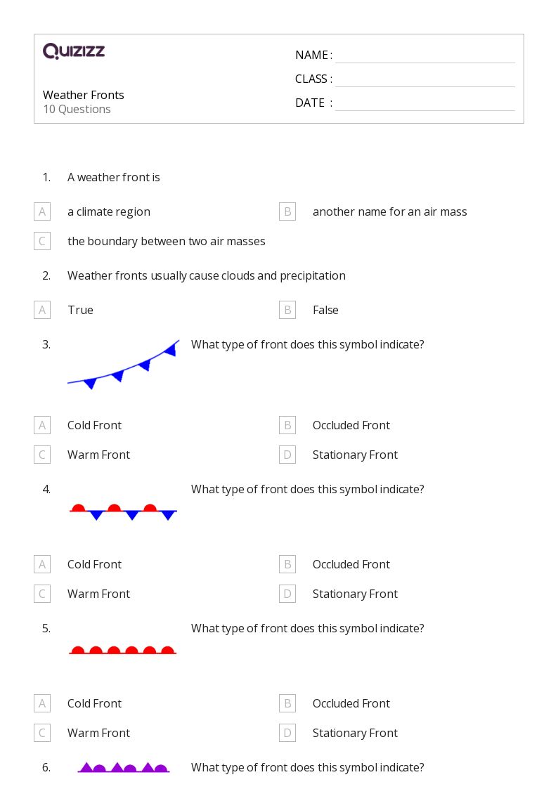 50+ Weather worksheets for 9th Grade on Quizizz Free & Printable