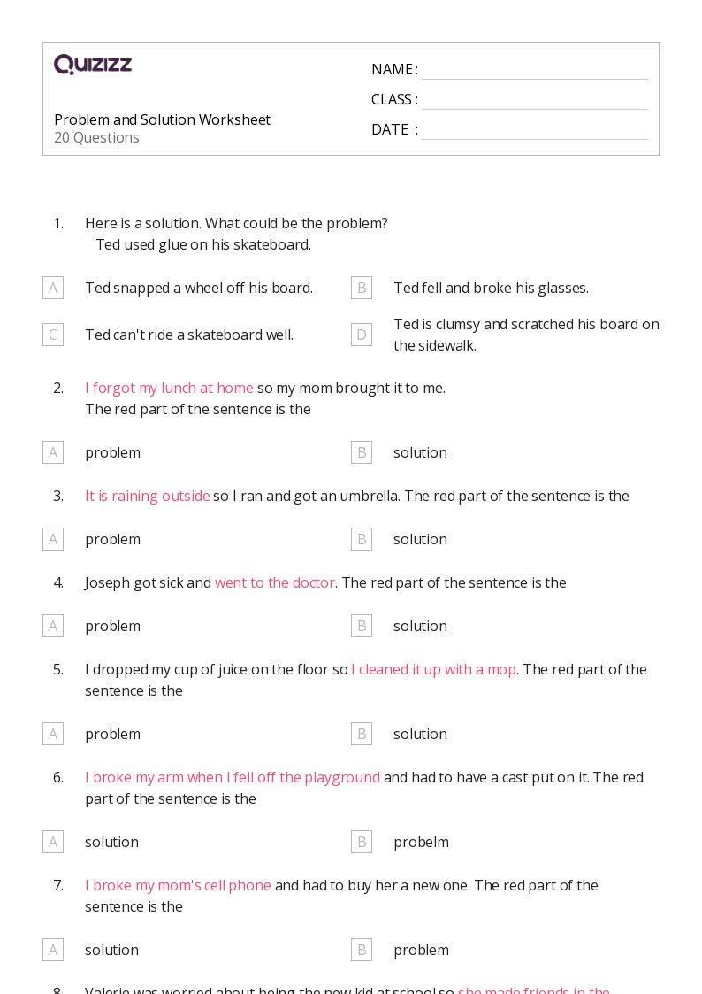 50+ Identifying Problems and Solutions in Fiction worksheets for 5th Year on Quizizz Free