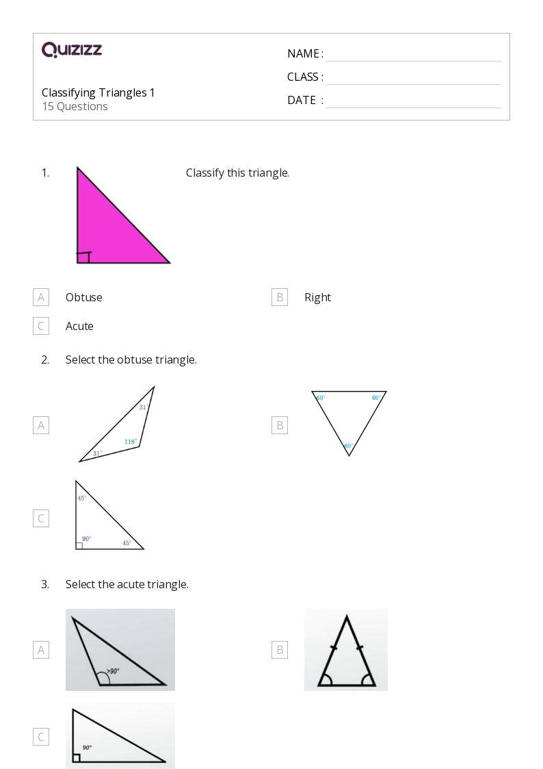 50+ Classifying Triangles worksheets for 8th Grade on Quizizz Free