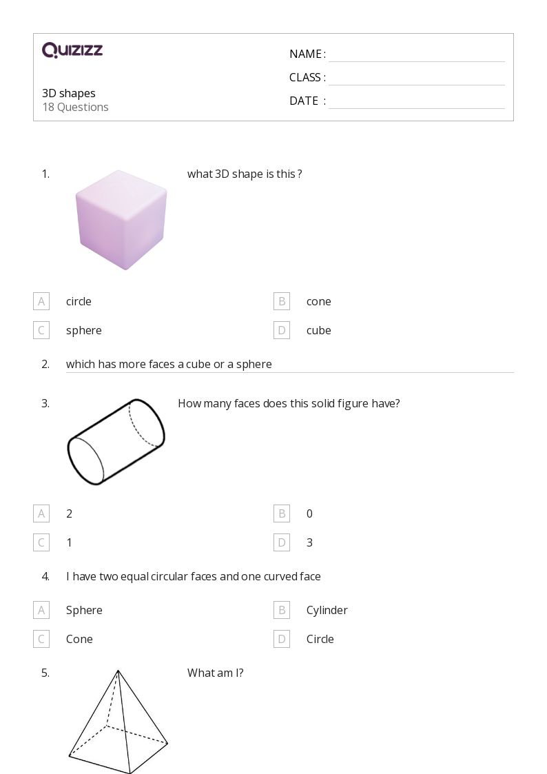 50+ 3D Shapes worksheets for 4th Grade on Quizizz Free & Printable
