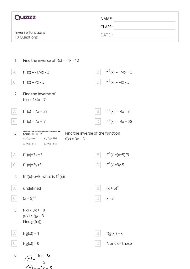 50+ functions worksheets for 9th Grade on Quizizz | Free & Printable