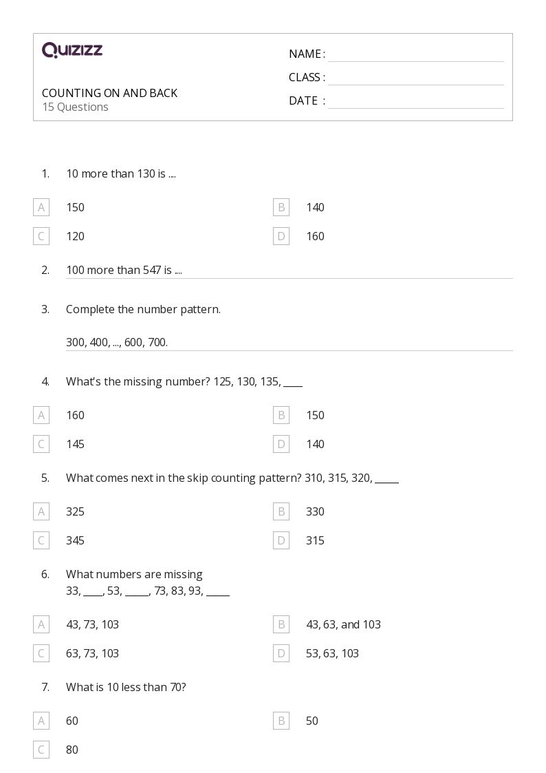 50+ Subtraction and Counting Back worksheets for 4th Class on Quizizz