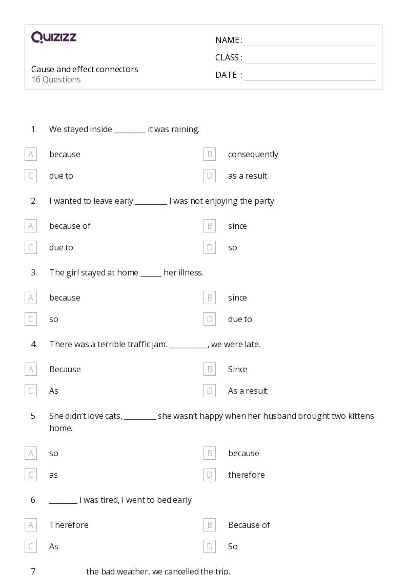 50+ Identifying Cause and Effect in Fiction worksheets for 2nd Grade on Quizizz Free & Printable