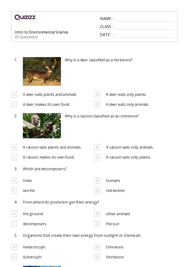50+ Environmental Science worksheets for 7th Grade on Quizizz Free & Printable