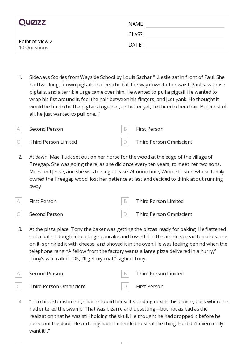 50+ Analyzing Point of View worksheets for 5th Grade on Quizizz Free & Printable