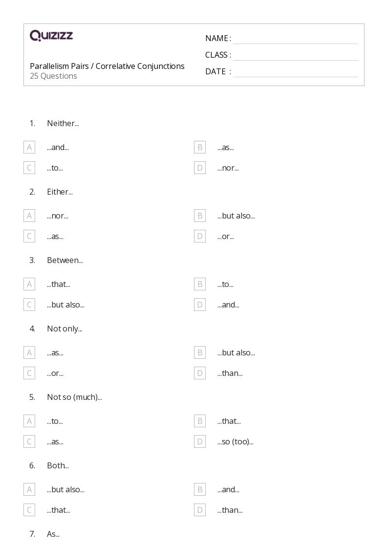 50+ Correlative Conjunctions worksheets for Kindergarten on Quizizz Free & Printable