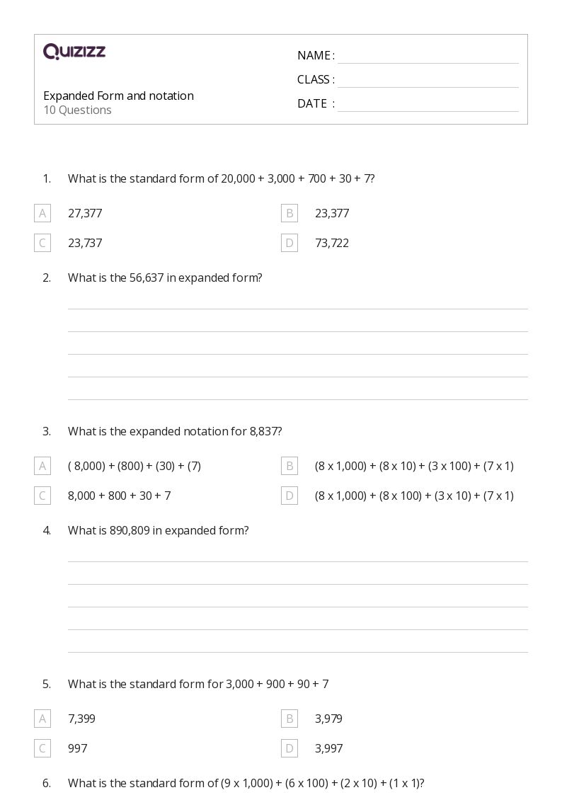 50+ Scientific Notation worksheets for 4th Grade on Quizizz Free & Printable