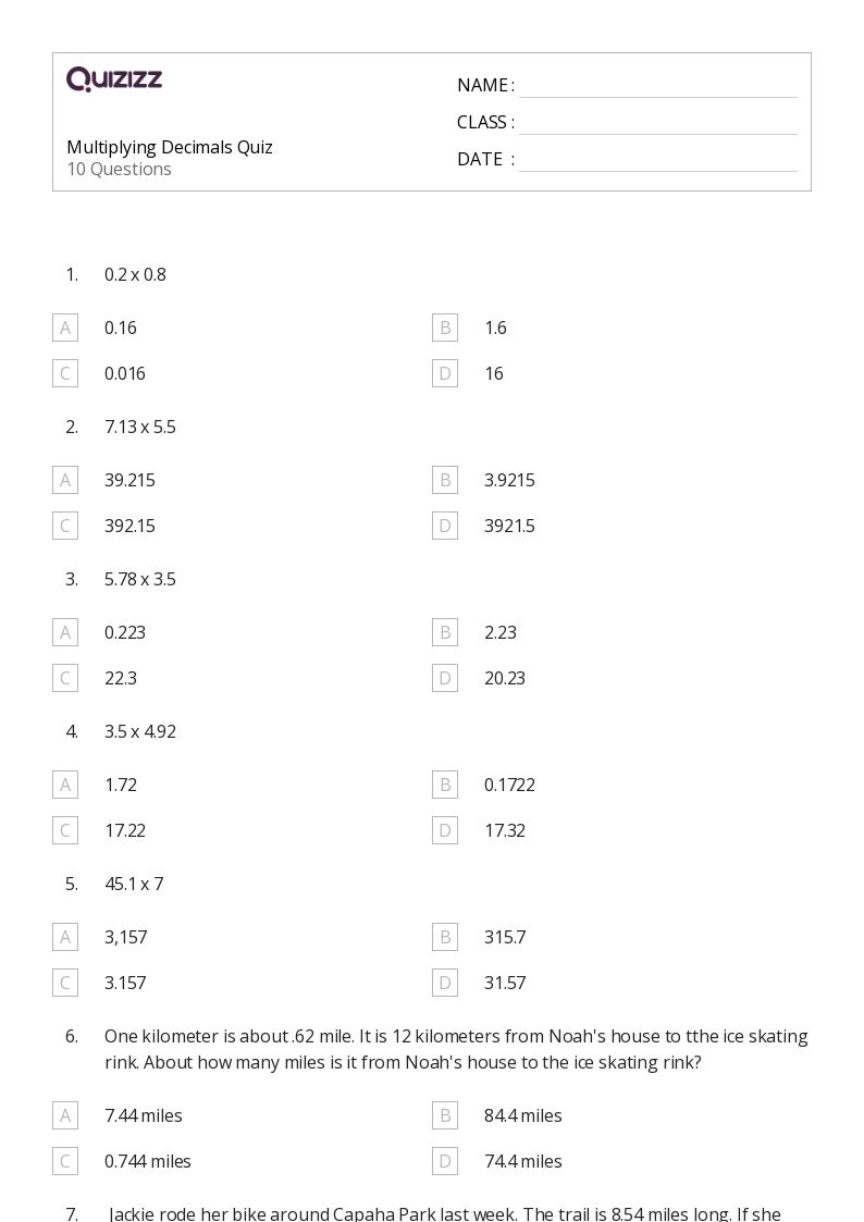 50+ Multiplying Decimals worksheets for 5th Grade on Quizizz | Free
