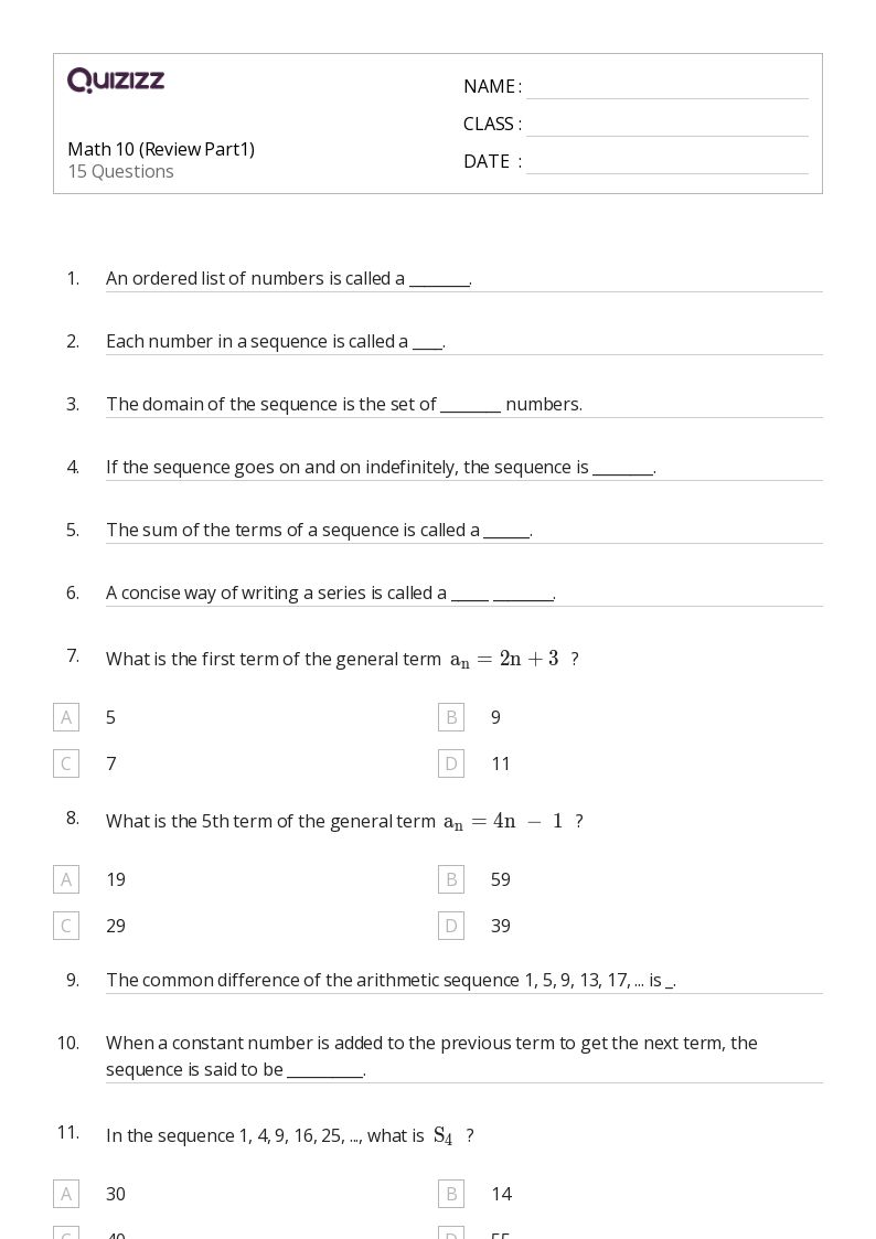 50+ sigma notation worksheets for 10th Class on Quizizz Free & Printable