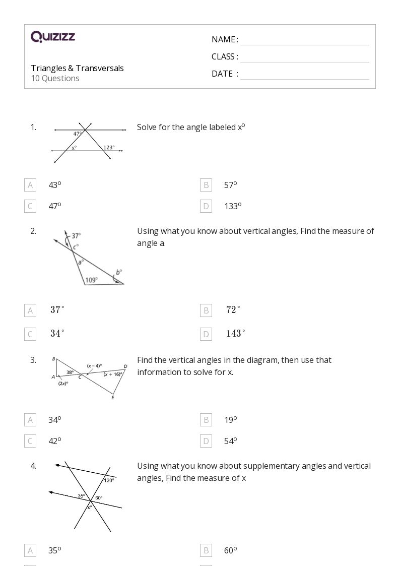 50+ Triangles worksheets for 8th Grade on Quizizz Free & Printable