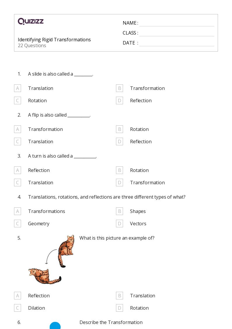 50+ Transformations worksheets for 7th Class on Quizizz Free & Printable