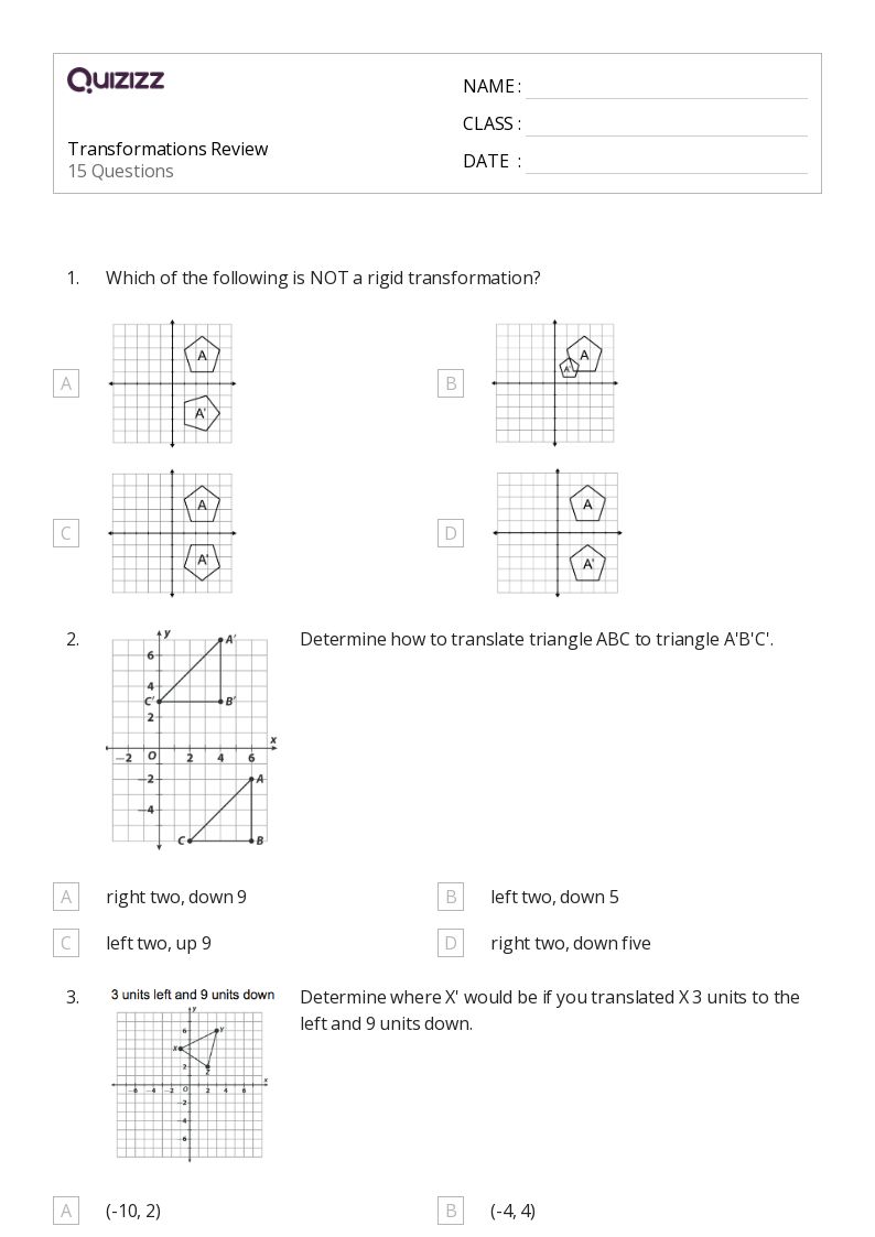 50+ Transformations worksheets for 8th Grade on Quizizz Free & Printable