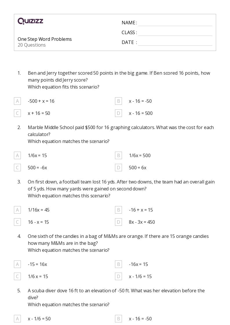 50+ Math Word Problems worksheets for 8th Grade on Quizizz Free