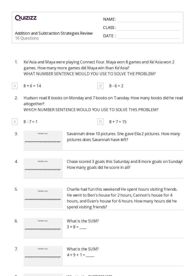 50+ Subtraction Strategies worksheets for 2nd Grade on Quizizz Free & Printable