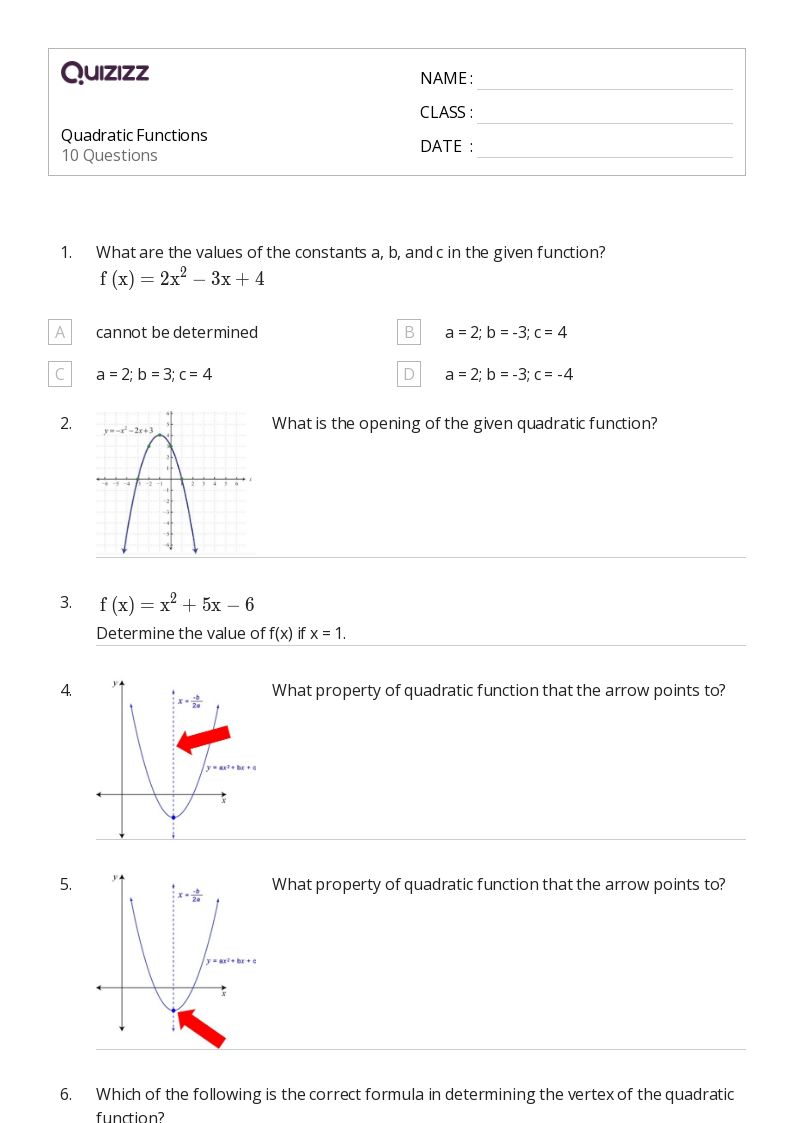 50+ Quadratic worksheets on Quizizz Free & Printable