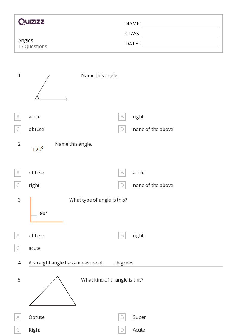50+ Angles worksheets for 3rd Grade on Quizizz Free & Printable