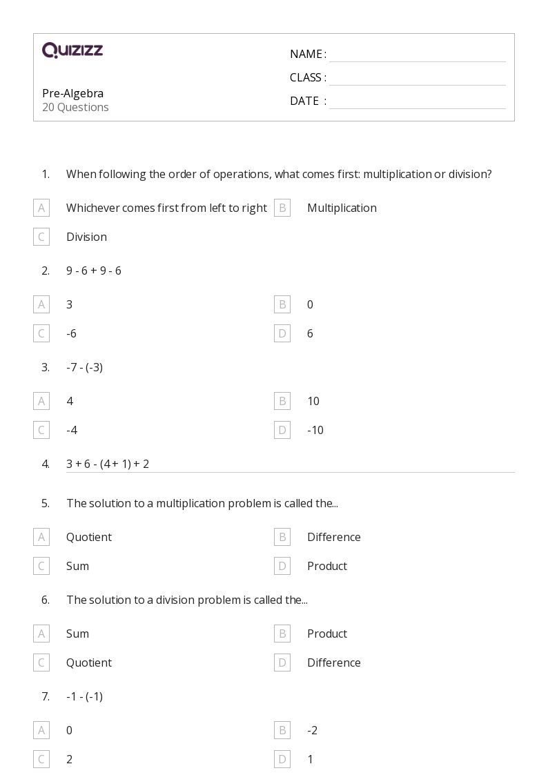 50+ algebra worksheets for 9th Grade on Quizizz | Free & Printable